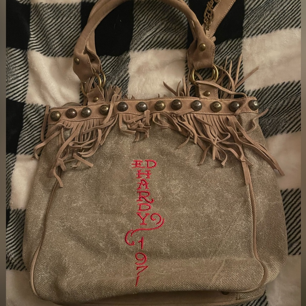 Ed Hardy Finly Fringe Women’s Cotten/Leather tote